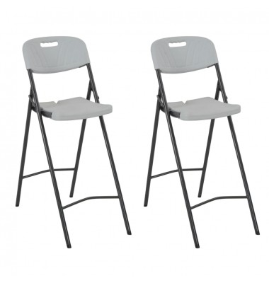  Sulankstomos baro kėdės, 2 vnt., baltos, HDPE ir plienas - Lauko kėdės - 1