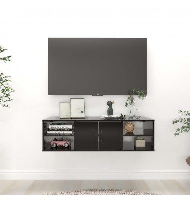  Sieninė lentyna, juodos spalvos, 102x30x29cm, MDP - Pakabinamos lentynos, spintelės - 1