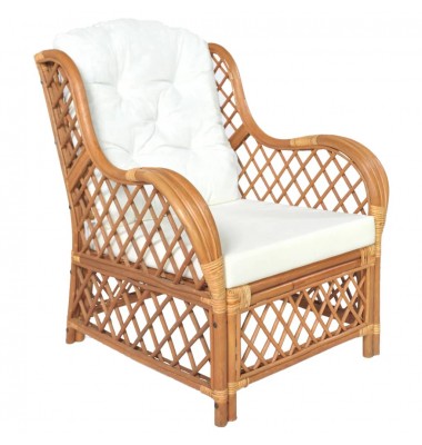  Krėslas su pagalvėle, šviesiai rudas, natūralus ratanas/linas - Sofos, sofos-lovos - 1