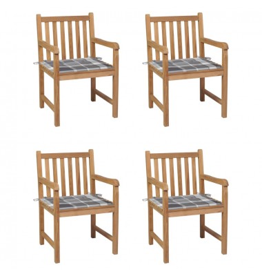  Sodo kėdės su languotomis pagalvėlėmis, 4vnt., tikmedis - Lauko kėdės - 1