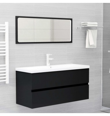 Spintelė praustuvui, juodos spalvos, 100x38,5x45cm, MDP - Vonios spintelės, veidrodžiai - 3