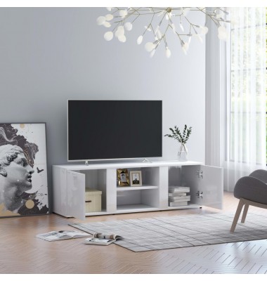  Televizoriaus spintelė, balta, 120x34x37cm, MDP, ypač blizgi - TV spintelės - 1