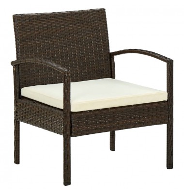  Sodo kėdė su pagalvėle, rudos spalvos, poliratanas - Lauko kėdės - 1