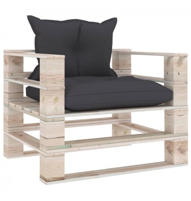  Sodo sofa iš palečių su antracito pagalvėlėmis, pušies mediena - Lauko sofos, lovos - 1