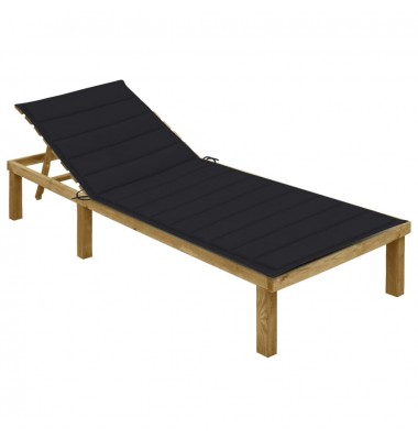  Saulės gultas su juodu čiužinuku, impregnuota pušies mediena - Gultai, šezlongai - 1