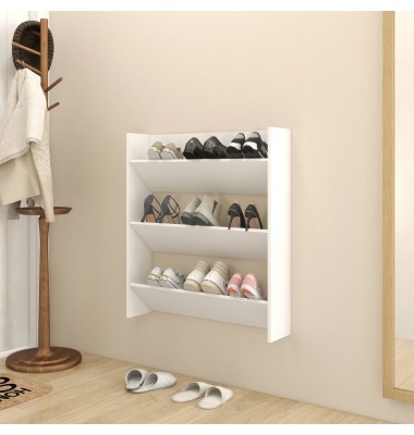  Sieninė spintelė batams, baltos spalvos, 80x18x90cm, MDP - Spintelės ir lentynos batams - 1