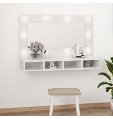  Veidrodinė spintelė su LED, balta, 90x31,5x62cm, blizgi - Vonios spintelės, veidrodžiai - 1