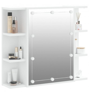  Veidrodinė spintelė su LED apšvietimu, balta, 70x16,5x60cm - Vonios spintelės, veidrodžiai - 6