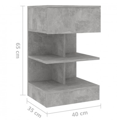  Naktinės spintelės, 2vnt., betono pilkos, 40x35x65cm, MDP - Naktinės spintelės - 8
