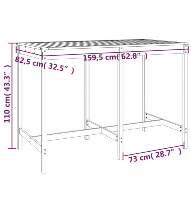  Sodo stalas, pilkas, 159,5x82,5x110cm, pušies medienos masyvas - Lauko stalai, staliukai - 7