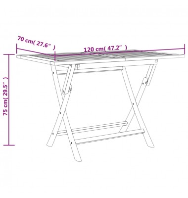  Sulankstomas sodo stalas, 120x70x75cm, tikmedžio masyvas - Lauko stalai, staliukai - 8