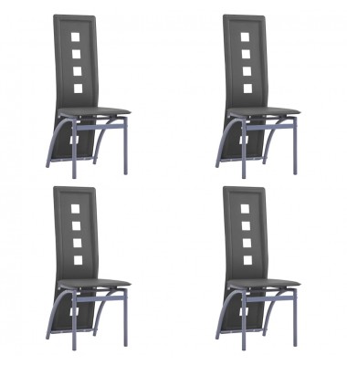  Valgomojo kėdės, 4vnt., pilkos spalvos, dirbtinė oda - Valgomojo Kėdės - 1