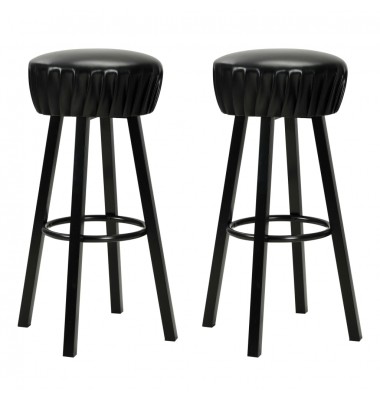  Baro taburetės, 2 vnt., juodos spalvos, dirbtinė oda - Baro kėdės - 1