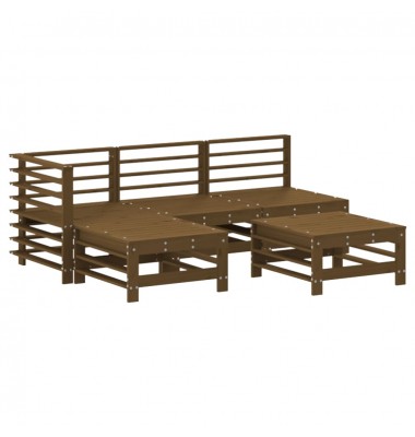  Sodo komplektas su pagalvėlėmis, 5 dalių, medaus rudas, mediena - Lauko baldų komplektai - 3