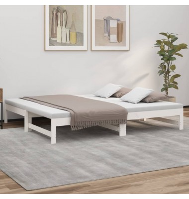 Ištraukiama lova, balta, 2x(75x190)cm, pušies medienos masyvas - Lovos - 1