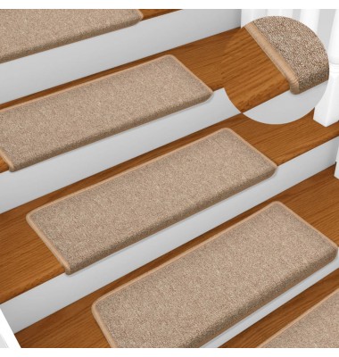 Laiptų kilimėliai, 15vnt., šviesiai rudos spalvos, 65x21x4 cm - Laiptų kilimėliai - 1