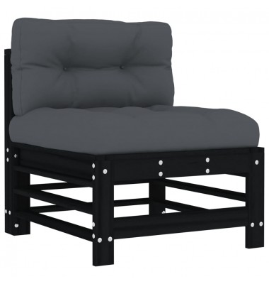  Sodo komplektas su pagalvėlėmis, 5 dalių, juodas, mediena - Lauko baldų komplektai - 5