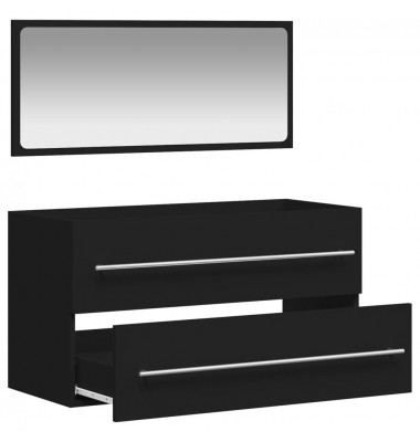  Vonios kambario spintelė su veidrodžiu, juoda, apdirbta mediena - Vonios baldų komplektai - 4