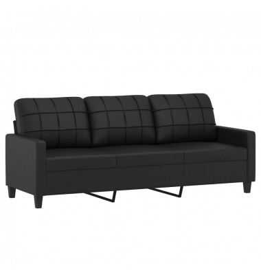  Sofos komplektas su pagalvėmis, 3 dalių, juodas, dirbtinė oda - Sofos, sofos-lovos - 5