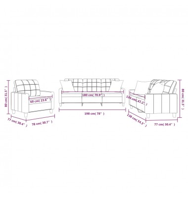  Sofos komplektas su pagalvėmis, 3 dalių, juodas, dirbtinė oda - Sofos, sofos-lovos - 10