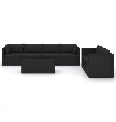  Sodo komplektas su pagalvėlėmis, 8 dalių, juodas, poliratanas - Lauko baldų komplektai - 3