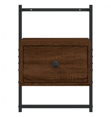  Sieninė naktinė spintelė, ruda, 35x30x51cm, apdirbta mediena - Naktinės spintelės - 5