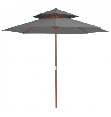  Dvig. stog. lauko skėtis su med. stulp., 270cm, antracito sp. - Lauko skėčiai, uždangos nuo saulės - 1