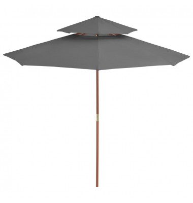  Dvig. stog. lauko skėtis su med. stulp., 270cm, antracito sp. - Lauko skėčiai, uždangos nuo saulės - 2