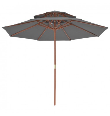  Dvig. stog. lauko skėtis su med. stulp., 270cm, antracito sp. - Lauko skėčiai, uždangos nuo saulės - 3