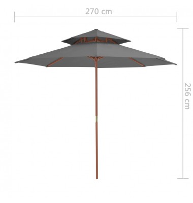  Dvig. stog. lauko skėtis su med. stulp., 270cm, antracito sp. - Lauko skėčiai, uždangos nuo saulės - 7