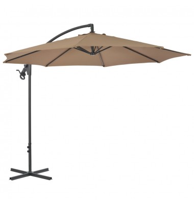 Gem. form. saulės skėtis su plien. stulp., taupe sp., 300cm - Lauko skėčiai, uždangos nuo saulės - 2