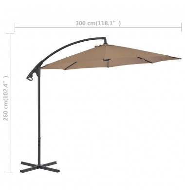  Gem. form. saulės skėtis su plien. stulp., taupe sp., 300cm - Lauko skėčiai, uždangos nuo saulės - 7