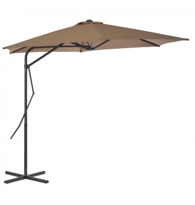  Lauko skėtis su plieniniu stulpu, taupe sp., 300 cm - Lauko skėčiai, uždangos nuo saulės - 1