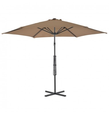  Lauko skėtis su plieniniu stulpu, taupe sp., 300 cm - Lauko skėčiai, uždangos nuo saulės - 3