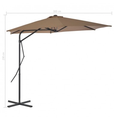 Lauko skėtis su plieniniu stulpu, taupe sp., 300 cm - Lauko skėčiai, uždangos nuo saulės - 7