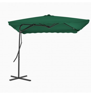  Lauko skėtis su plieniniu stulpu, žalios sp., 250x250 cm - Lauko skėčiai, uždangos nuo saulės - 1