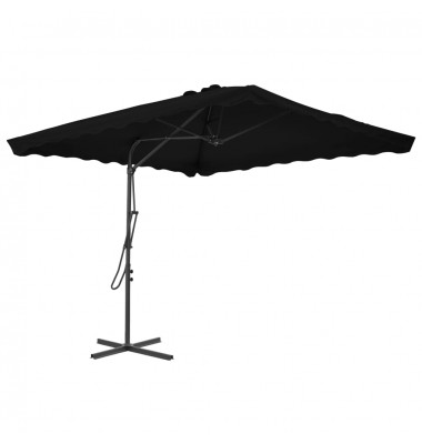  Lauko skėtis su plieniniu stulpu, juodos spalvos, 250x250x230cm - Lauko skėčiai, uždangos nuo saulės - 1