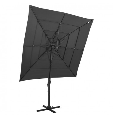  Skėtis su aliuminiu stulpu, antracito, 250x250cm, 4 aukščių - Lauko skėčiai, uždangos nuo saulės - 1