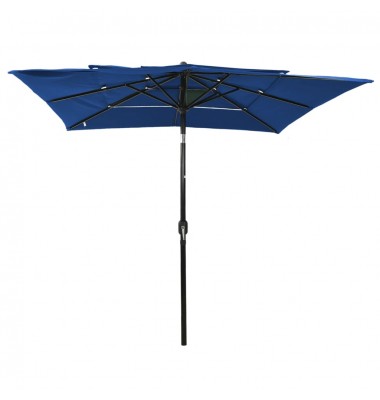  Skėtis su aliuminiu stulpu, mėlynas, 2,5x2,5m, 3 aukščių - Lauko skėčiai, uždangos nuo saulės - 2