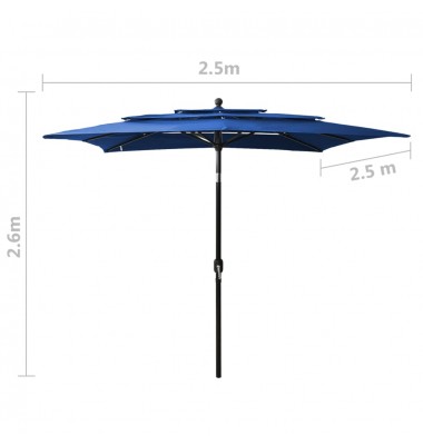  Skėtis su aliuminiu stulpu, mėlynas, 2,5x2,5m, 3 aukščių - Lauko skėčiai, uždangos nuo saulės - 8
