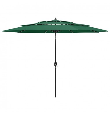  Skėtis nuo saulės su aliuminiu stulpu, žalias, 3m, 3 aukščių - Lauko skėčiai, uždangos nuo saulės - 1