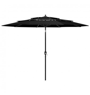  Skėtis nuo saulės su aliuminiu stulpu, juodas, 3m, 3 aukščių - Lauko skėčiai, uždangos nuo saulės - 1