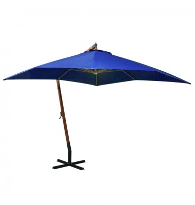  Kabantis skėtis su stulpu, tamsiai mėlynas, 3x3m, eglės masyvas - Lauko skėčiai, uždangos nuo saulės - 1