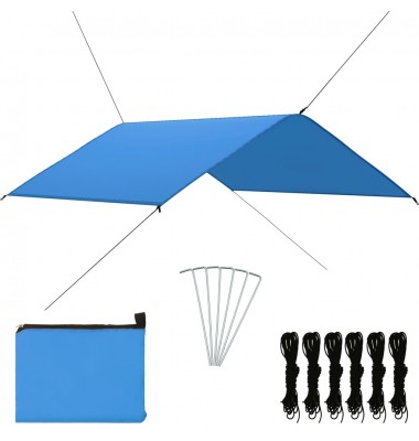  Lauko tentas, mėlynos spalvos, 4x4m - Lauko skėčiai, uždangos nuo saulės - 1