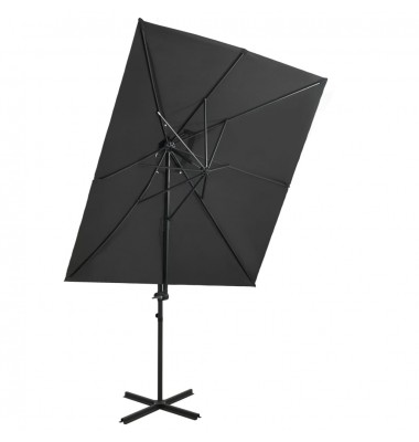  Gembinis skėtis su dvigubu viršumi, antracito, 250x250cm - Lauko skėčiai, uždangos nuo saulės - 1