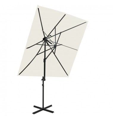  Gembinis skėtis su dvigubu viršumi, smėlio spalvos, 250x250cm - Lauko skėčiai, uždangos nuo saulės - 1