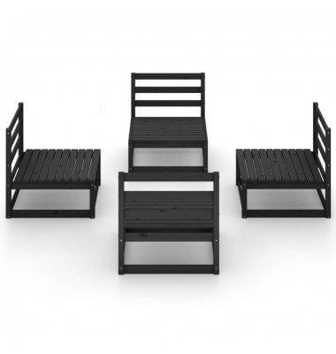  Sodo poilsio baldų komplektas, 4 dalių, juodas, pušies masyvas - Lauko baldų komplektai - 3