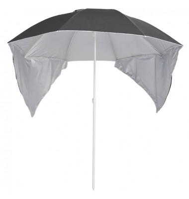  Paplūdimio skėtis su šoninėmis sienomis, antracito, 215cm - Lauko skėčiai, uždangos nuo saulės - 2