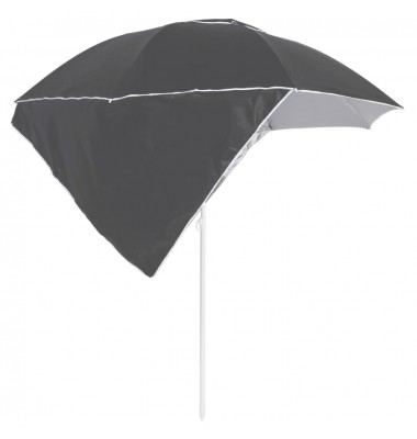  Paplūdimio skėtis su šoninėmis sienomis, antracito, 215cm - Lauko skėčiai, uždangos nuo saulės - 3