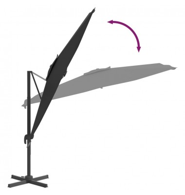  Gembės formos skėtis su LED, juodos spalvos, 400x300cm - Lauko skėčiai, uždangos nuo saulės - 10
